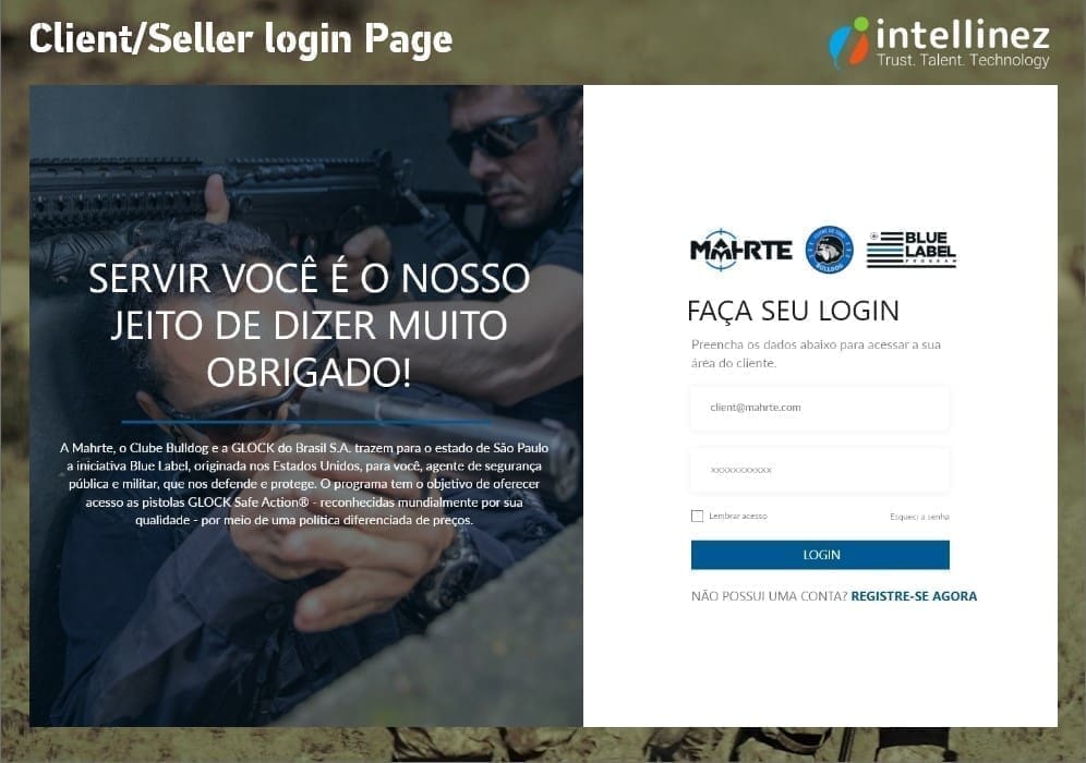 Client/Seller Login Page Developed By Intellinez Systems