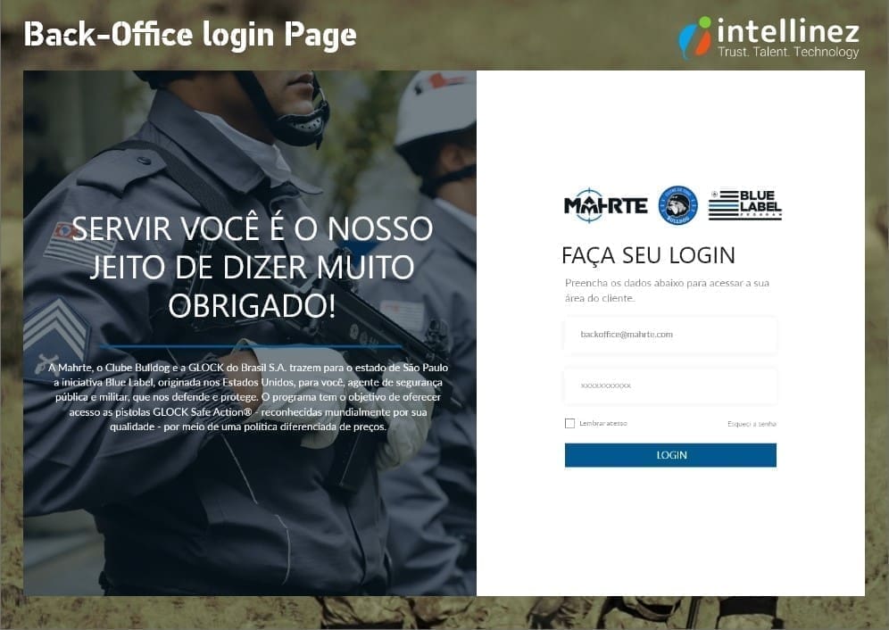 Back-Office Login Page Developed By Intellinez Systems